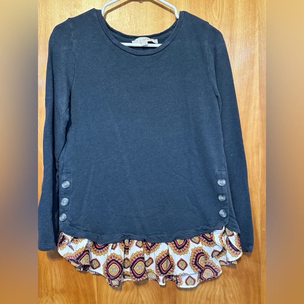 LOFT Charcoal Long Sleeve Top